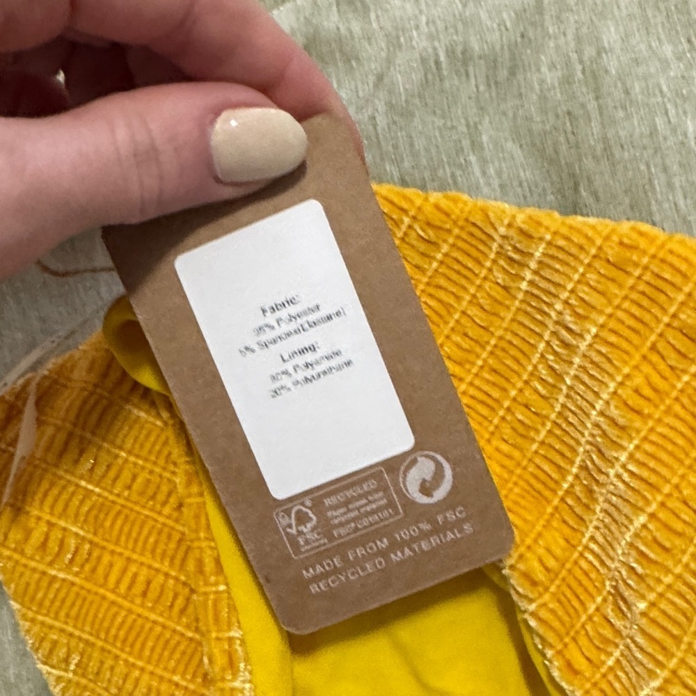 NWT BERLOOK Yellow Ribbed Bikini Bottom - Picture 3 of 4